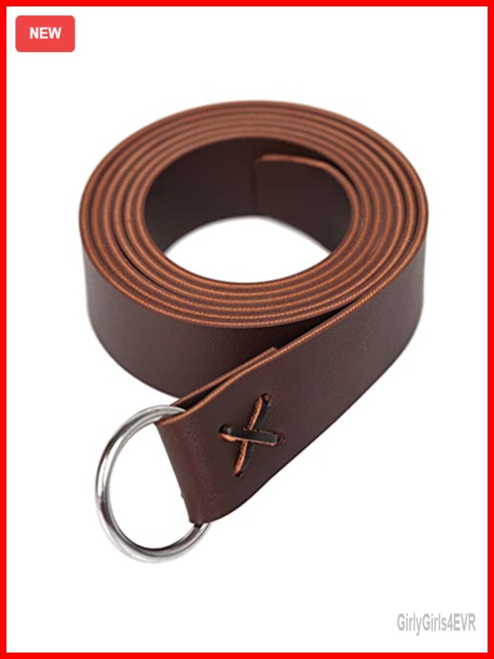 PU Leather Medieval Renaissance Belt with Steel O-Ring Viking LARP Costume